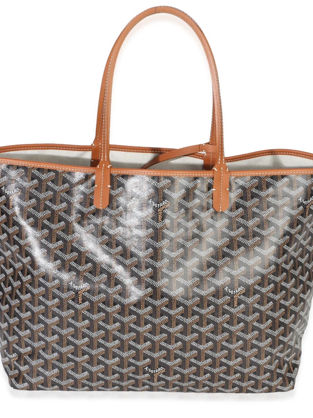 Goyard St. Louis PM Tote in Brown with Caramel Trim